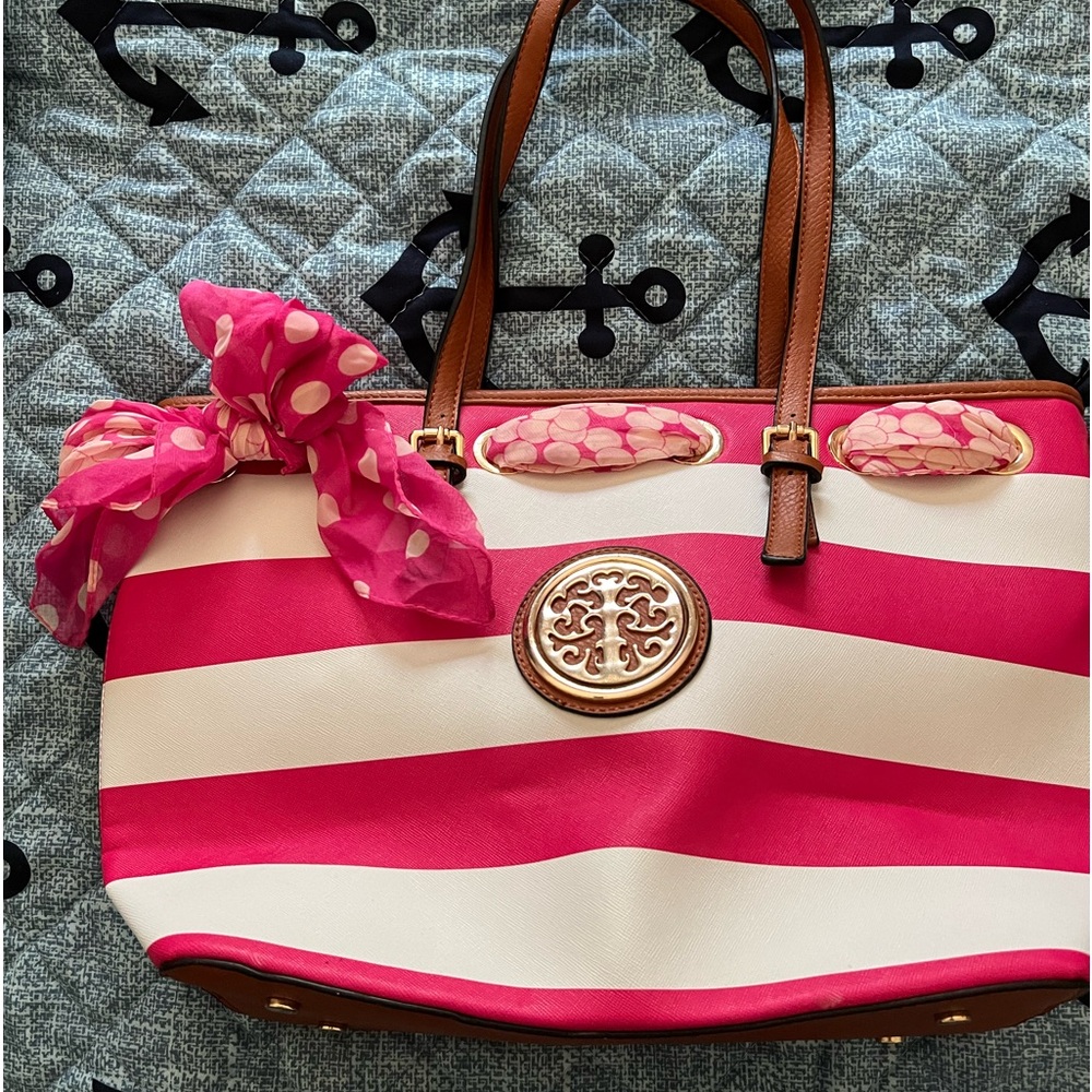 Large Tote Bag Pink and White like New